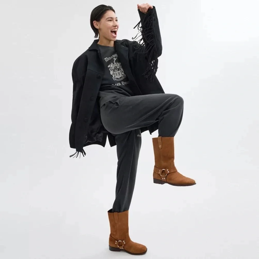 COACH Women's Tara Moto Pull-On Harness Biker Boots